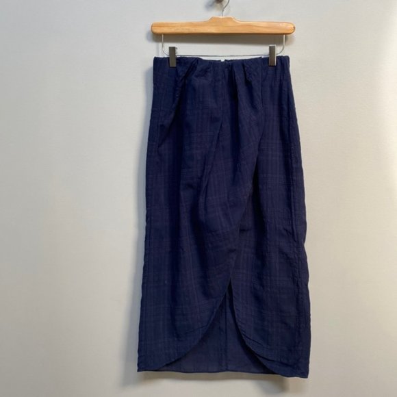 Aritzia Wilfred Navy Pursuit Faux Wrap Mini Skirt Size S - Picture 4 of 9